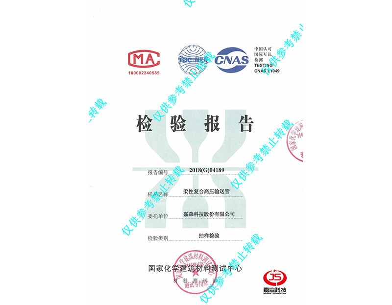 国家化学材料测试中心检验报告DN102-1